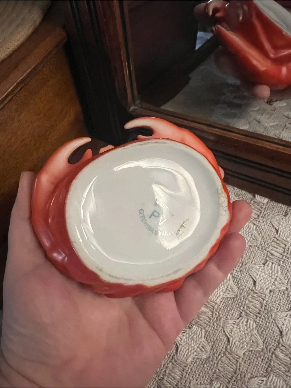 VINTAGE Mid Century Modern Lobster Crab Porcelain Dish Made in Czech Approx 5in.